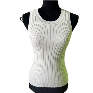 Carly Jean Los Angeles Womens Light Gray Ribbed Knit Tank Top Medium